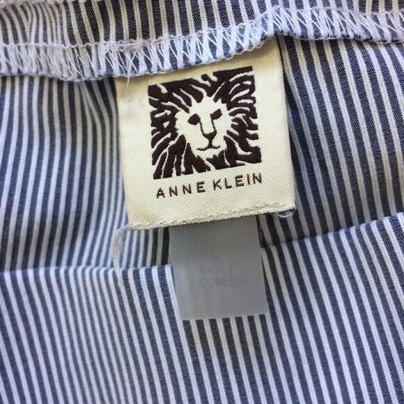 Anne Klein Pull-On Shorts L Stripe Stretch Scalloped Hem Railroad Stripe - Picture 3 of 5